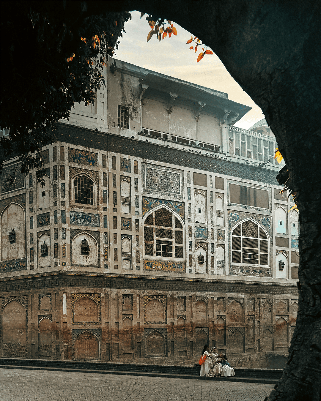 A photograph of the picture wall of Lahore fort after its recent restoration by walled city authority of Lahore.