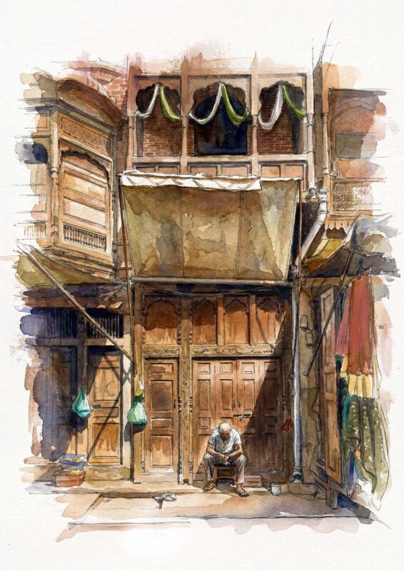 Delhi Gate Bazaar Sketch