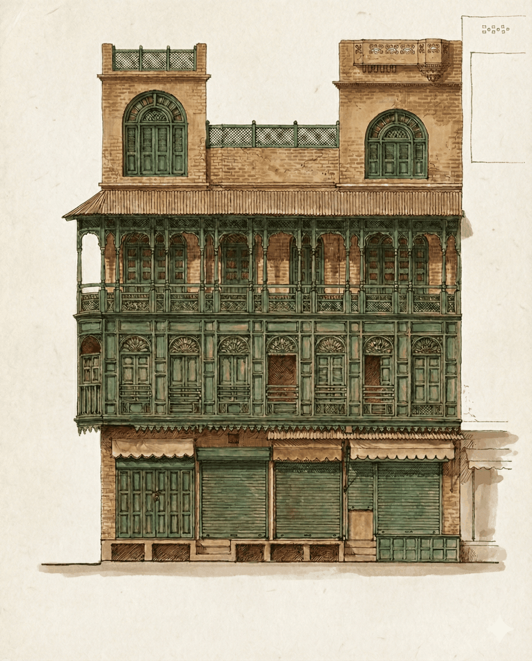 An AI Generated illustration of a building inside Bhaati Gate, Lahore.